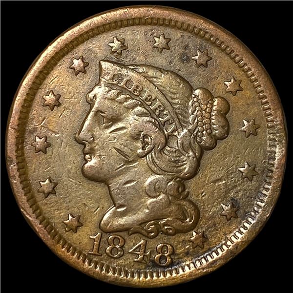 1848 Braided Hair Large Cent NEARLY UNCIRCULATED