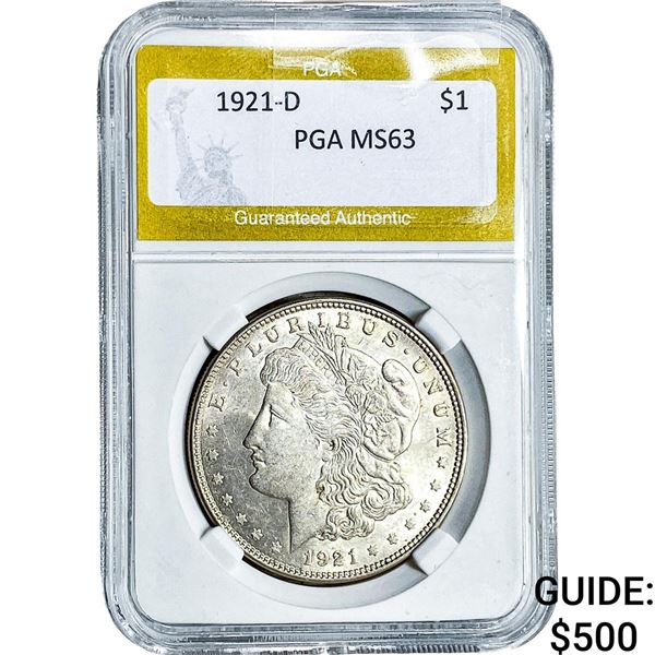 1921-D Morgan Silver Dollar PGA MS63