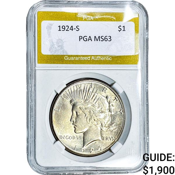 1924-S Silver Peace Dollar PGA MS63