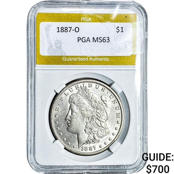 1887-O Morgan Silver Dollar PGA MS63