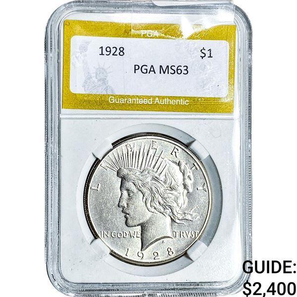 1928 Silver Peace Dollar PGA MS63
