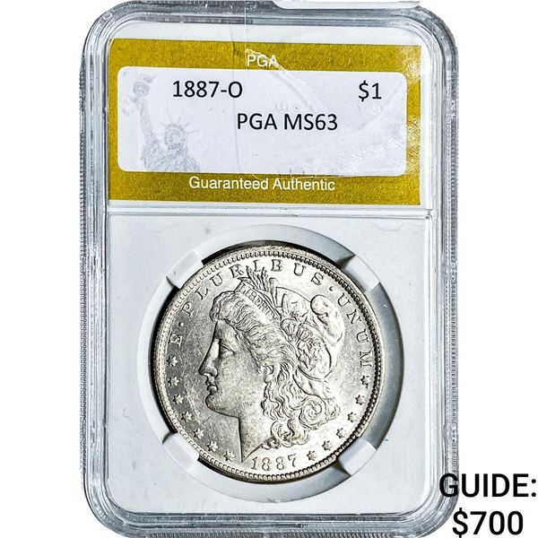 1887-O Morgan Silver Dollar PGA MS63