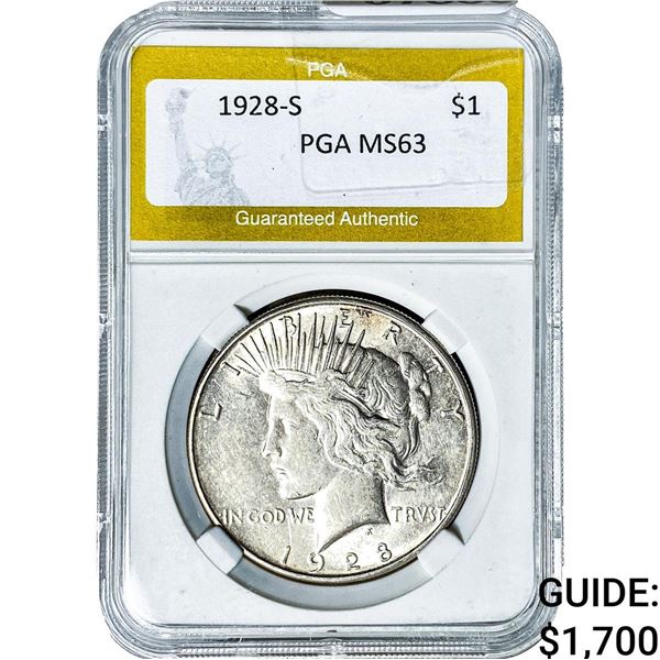 1928-S Silver Peace Dollar PGA MS63