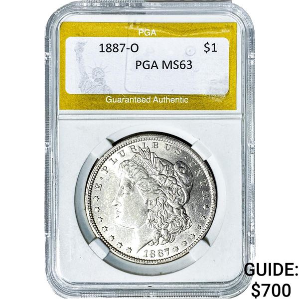 1887-O Morgan Silver Dollar PGA MS63