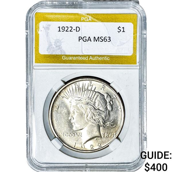 1922-D Silver Peace Dollar PGA MS63