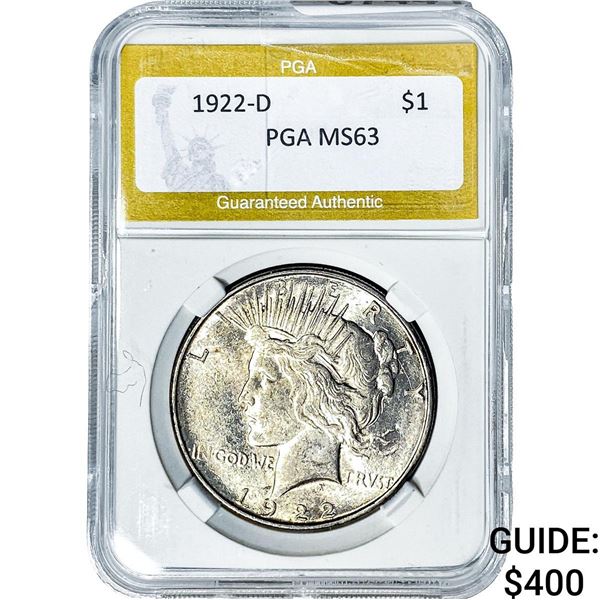 1922-D Silver Peace Dollar PGA MS63