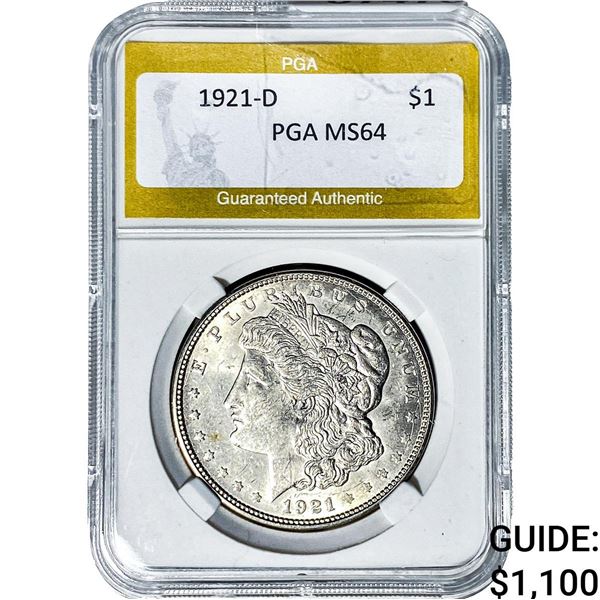 1921-D Morgan Silver Dollar PGA MS64