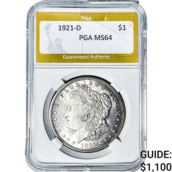 1921-D Morgan Silver Dollar PGA MS64