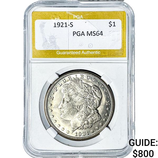 1921-S Morgan Silver Dollar PGA MS64