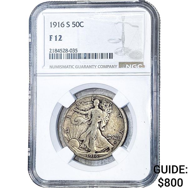 1916-S Walking Liberty Half Dollar NGC F12
