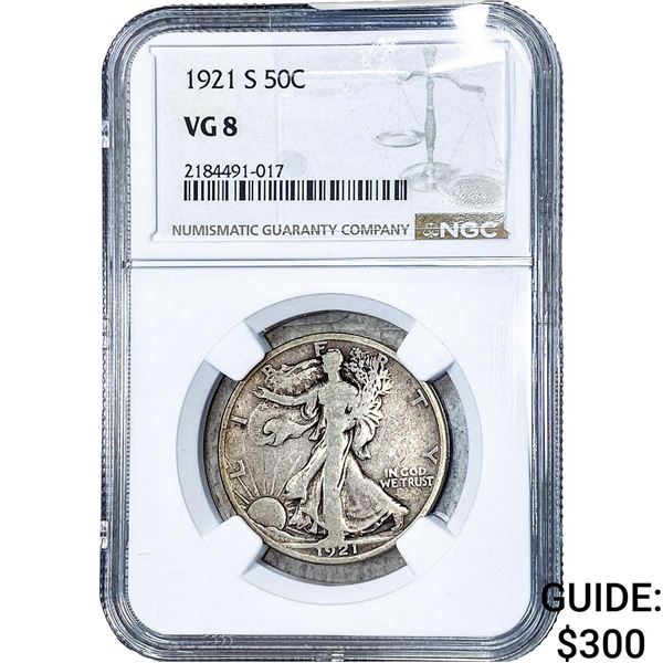 1921-S Walking Liberty Half Dollar NGC VG8