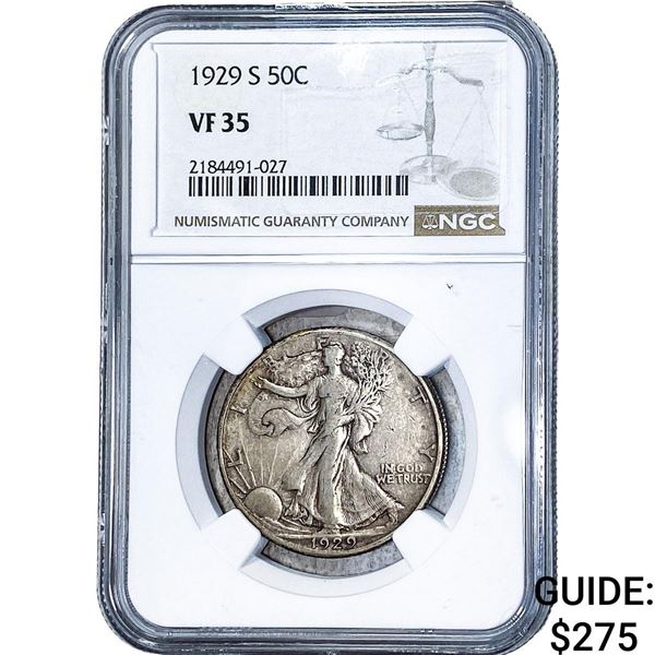 1929-S Walking Liberty Half Dollar NGC VF35
