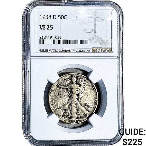1938-D Walking Liberty Half Dollar NGC VF25