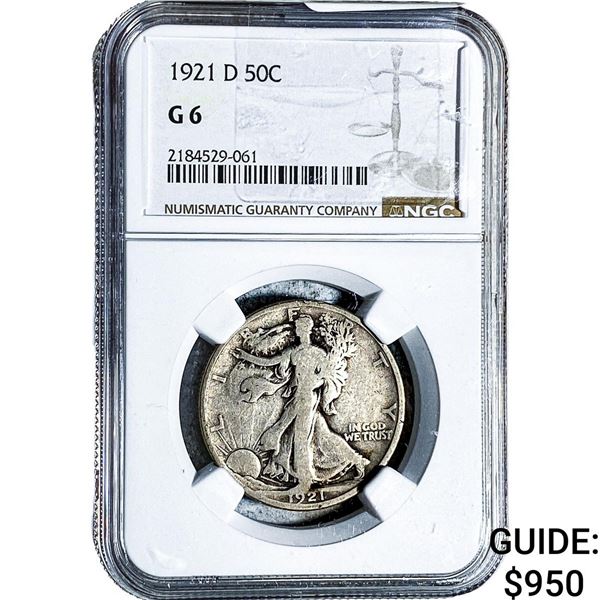 1921-D Walking Liberty Half Dollar NGC G6