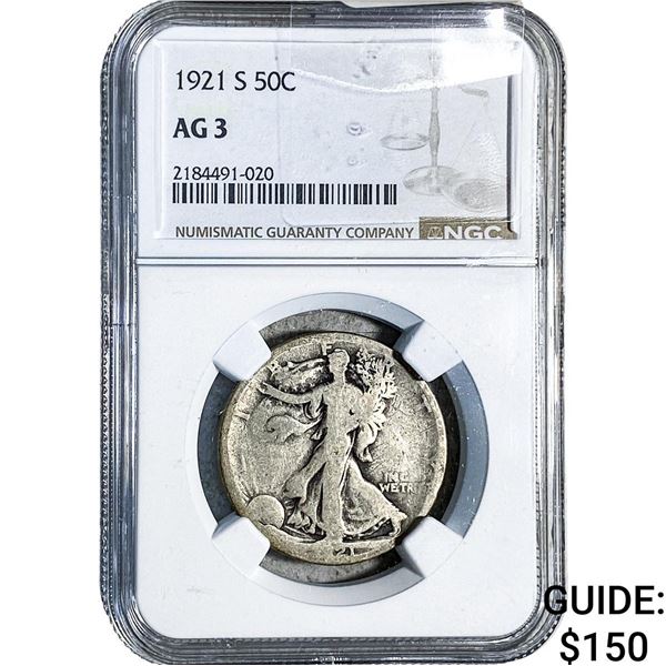 1921-S Walking Liberty Half Dollar NGC AG3