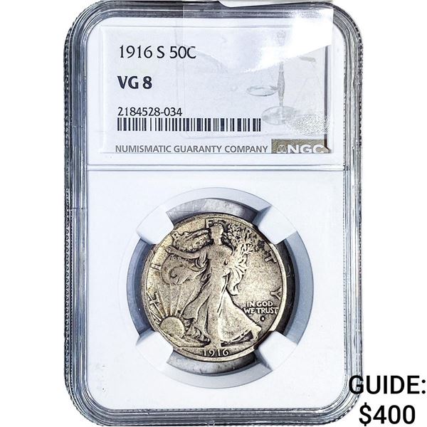 1916-S Walking Liberty Half Dollar NGC VG8