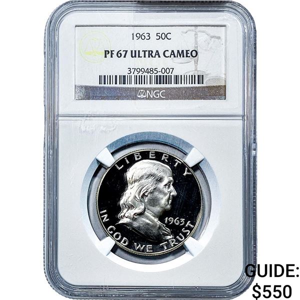 1963 Franklin Half Dollar NGC PF67 Ultra Cameo