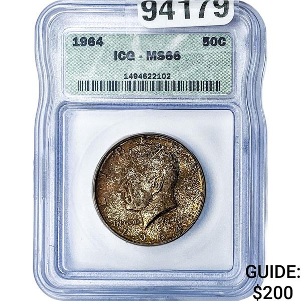1964 Kennedy Half Dollar ICG MS66