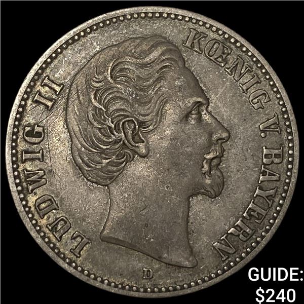 1876D German States Bavaria Silver 2 Mark