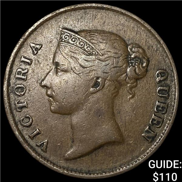 1862 Straits Settlements  Bronze 1 Cent