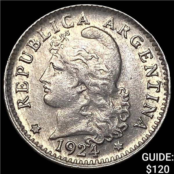 1924 Argentina Copper Nickel 5 Centavos