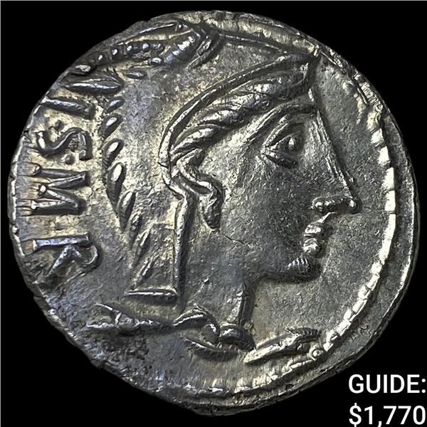 Roman L. Thorius Balbus 105 BC Silver Denarius
