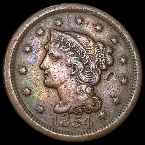 1854 Braided Hair Large Cent NEARLY UNCIRCULATED