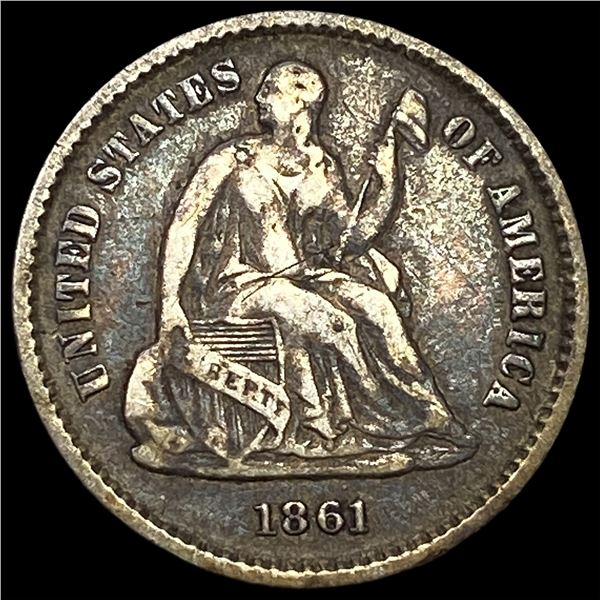1861 Silver Seated Liberty Half Dime NEARLY UNCIRCULATED