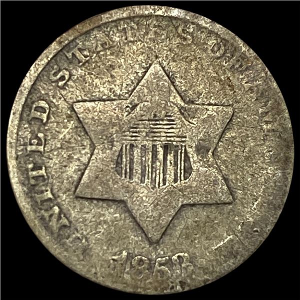 1853 Silver Three-Cent Piece LIGHTLY CIRCULATED