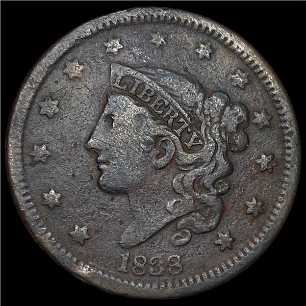 1838 Coronet Head Large Cent LIGHTLY CIRCULATED