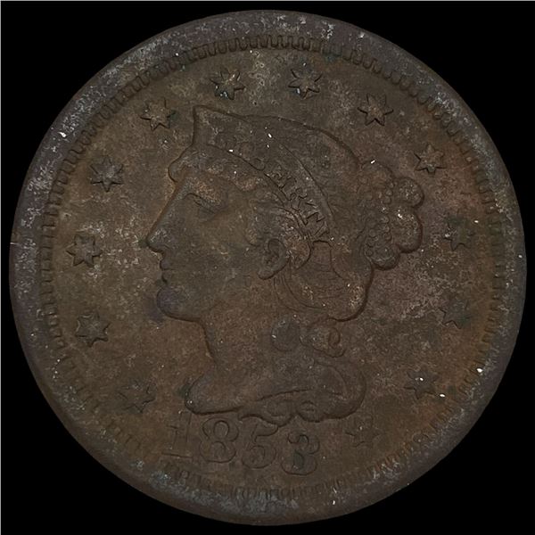 1853 Braided Hair Large Cent NICELY CIRCULATED