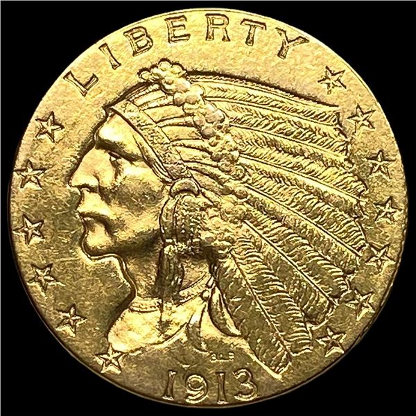 1913 Indian Head Gold $2.5 Quarter Eagle CHOICE AU
