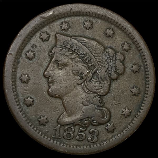 1853 Braided Hair Large Cent NEARLY UNCIRCULATED