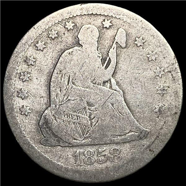 1858-S Silver Seated Liberty Quarter NICELY CIRCULATED