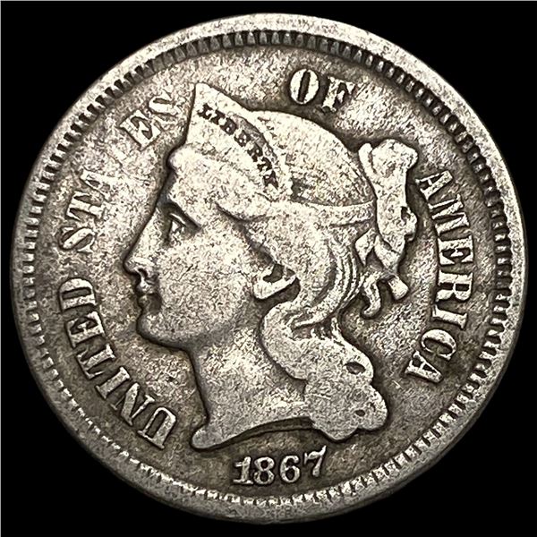 1867 Nickel Three-Cent Piece NEARLY UNCIRCULATED