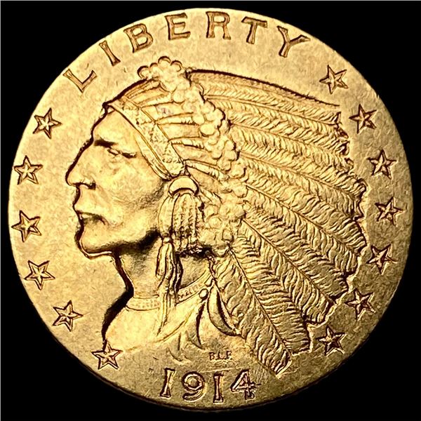 1914-D Gold Indian Head $2.5 Quarter Eagle UNCIRCULATED