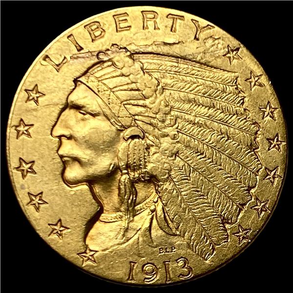 1913 Indian Head Gold $2.5 Quarter Eagle NEARLY UNCIRCULATED