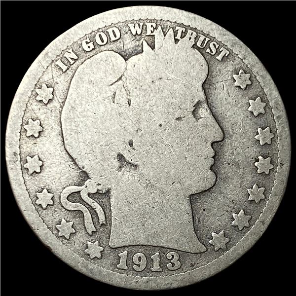 1913-S Silver Barber Quarter NICELY CIRCULATED