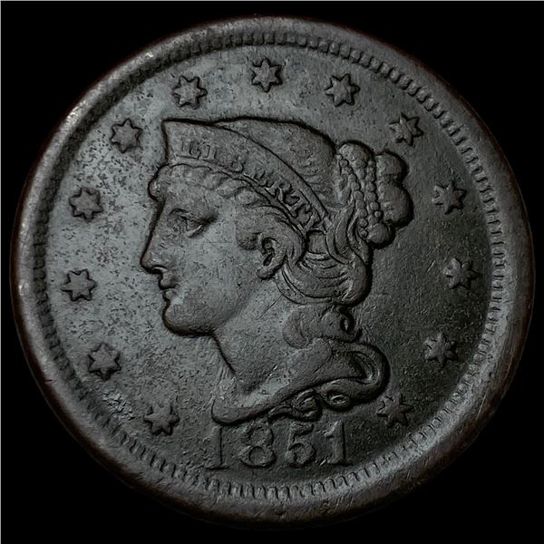1851 Braided Hair Large Cent NEARLY UNCIRCULATED