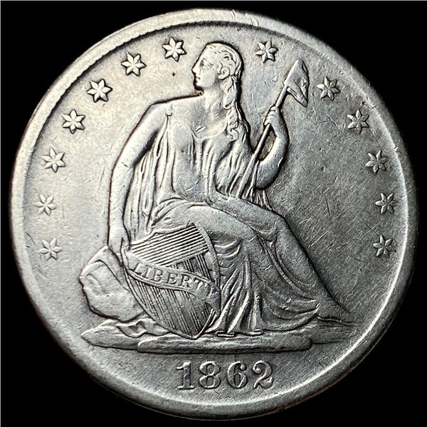 1862-S Silver Seated Liberty Half Dollar NEARLY UNCIRCULATED