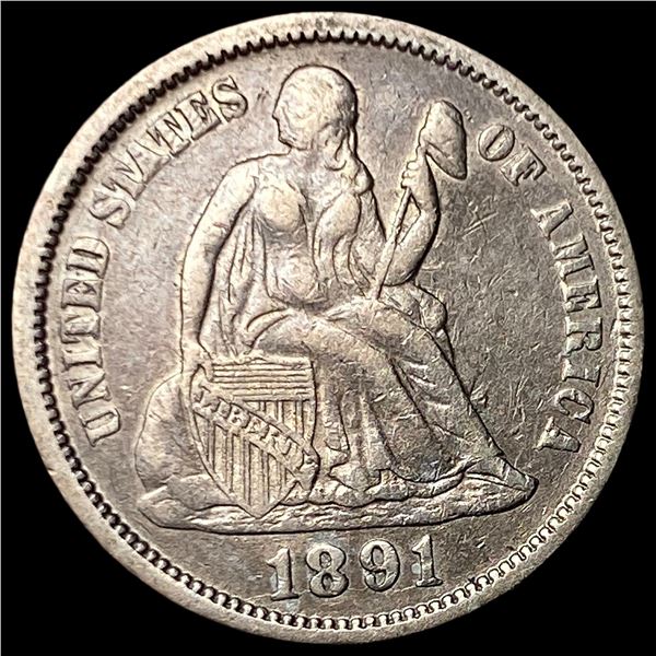 1891-O Silver Seated Liberty Dime NEARLY UNCIRCULATED