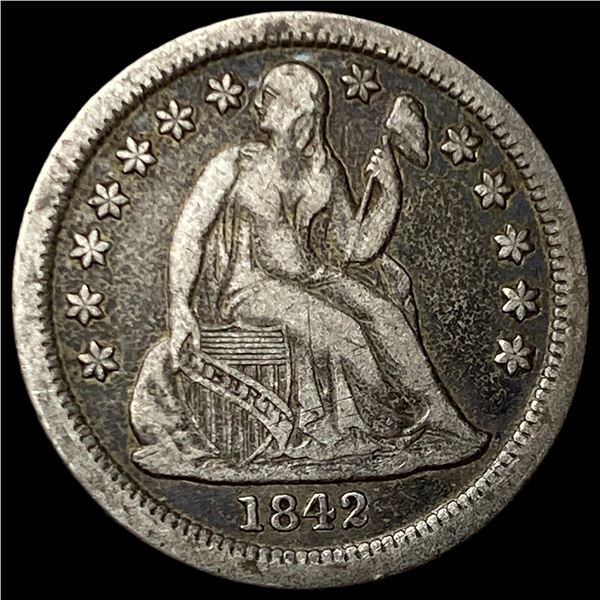 1842 Seated Liberty Dime NEARLY UNCIRCULATED