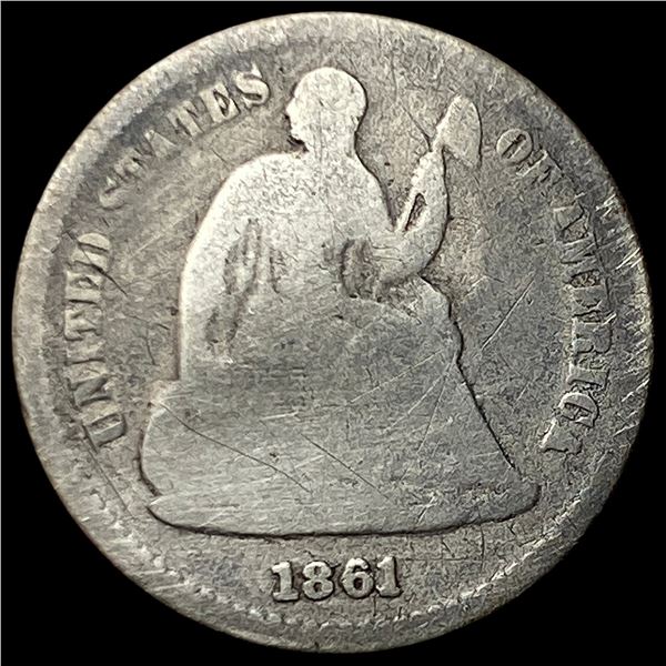 1861 Silver Seated Liberty Half Dime NICELY CIRCULATED