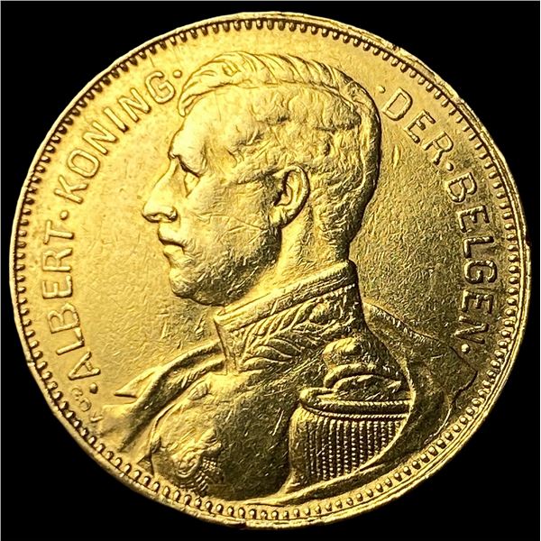 1914 Belgium .1867oz Gold 20 Francs HIGH GRADE