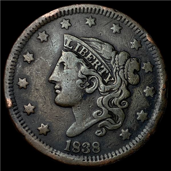 1838 Braided Hair Large Cent LIGHTLY CIRCULATED