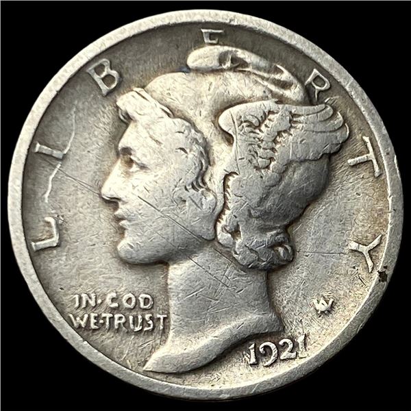 1921 Silver Mercury Dime ABOUT UNCIRCULATED