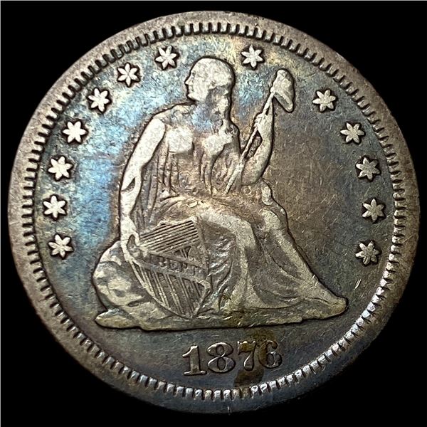 1876-CC Silver Seated Liberty Quarter NEARLY UNCIRCULATED