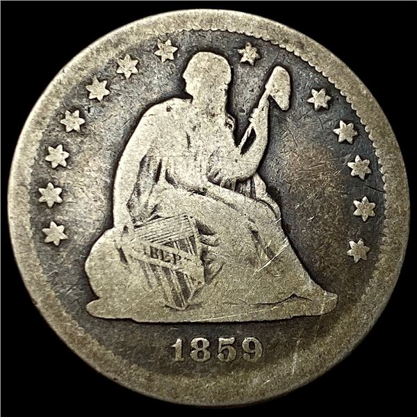 1859 Silver Seated Liberty Quarter NICELY CIRCULATED