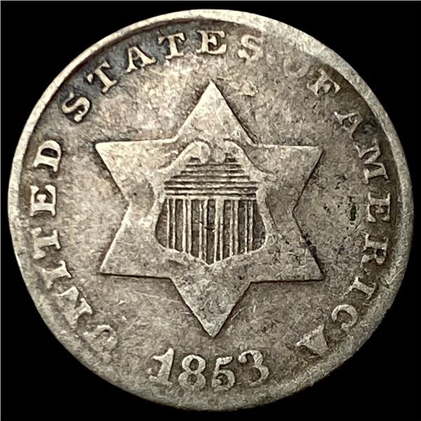 1853 Silver Three-Cent Piece LIGHTLY CIRCULATED