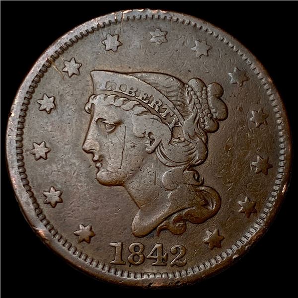 1842 Braided Hair Large Cent NEARLY UNCIRCULATED